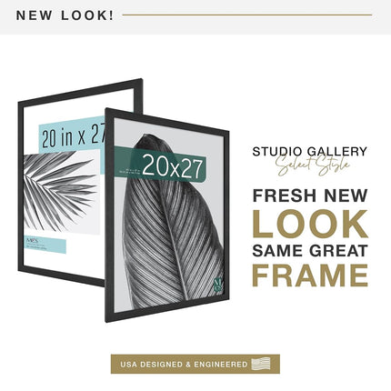 MCS Studio Gallery 51x68.5 cm (20x27 in) Poster Frame Black Woodgrain, Vertical & Horizontal Wall Hanging Large Picture Frame for Photos, Posters & Art Prints (1-Pack)