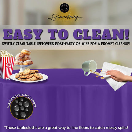Purple 12 Pack Premium Disposable Plastic Tablecloth 84" Inch Round Table Cover By Grandipity