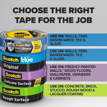 ScotchBlue PROSharp Painter's Tape 1.5 Inch Wide (1.41 in x 60 yd) 3 Rolls Blue Tape Protects Surfaces and Removes Easily, Edge-Lock Tape for Indoor and Outdoor Use (2093+-36AC3)