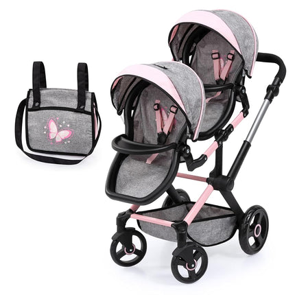 Bayer Design Twin dolls pram with bag, adjustabl, 