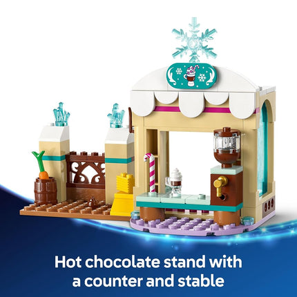 LEGO ǀ Disney Frozen Anna’s Sleigh Adventure, Hot Chocolate Stand with a Kristoff Minidoll, plus Olaf and Sven Figures, Princess Building Toy for 4+ Year Old Girls 43256