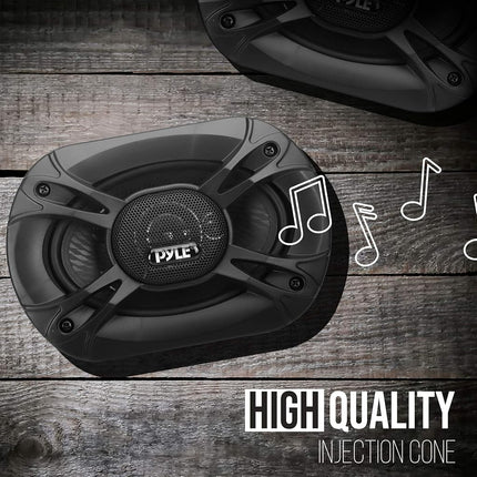 Pyle 3-Way Universal Car Stereo Speakers - 300W 5”x7” Triaxial Loud Pro Audio Car Speaker Universal Quick Replacement Component Speaker Vehicle Door/Side Panel Mount Compatible PL5173BK (Pair)