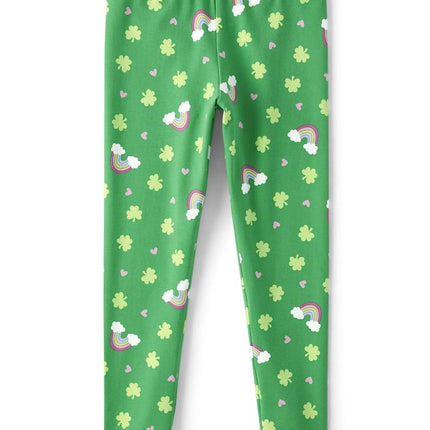 The Children's Place Girls' Printed Leggings, St. Patrick's Day Green, Large