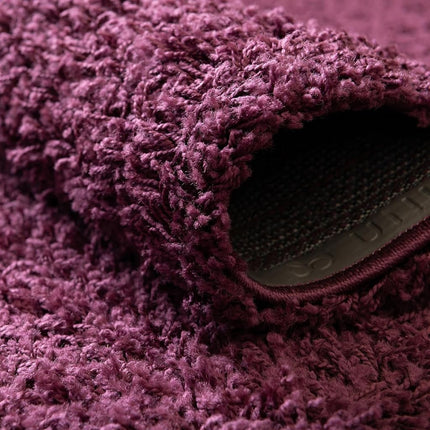 Alfombra alargada moderna de felpa Solo Solid Shag Collection de Unique Loom, color berenjena (0.91 x 3.05 m)