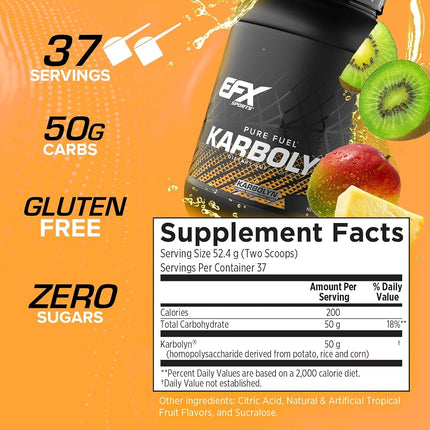 EFX Sports Karbolyn Fuel Complex Carbohydrate Post Workout & Pre Workout Powder Clinically Tested Intense Energy Supplement Shake, Tropical Storm (4 LB 4.8 OZ)