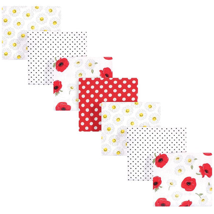 Hudson Baby Unisex Baby Cotton Flannel Receiving Blankets Bundle, Poppy/Daisy, One Size