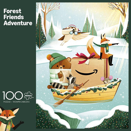Amazon Holiday Toy Book - 100 Piece Jigsaw Puzzle from Buffalo Games - Forest Friends Adventure - Family Game Night Puzzle Fun - Finished Size is 15 x 11