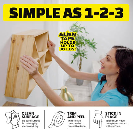 Alien Tape Ez Cut Double Sided Mounting Tape, 9m Pre-Cut Strong Adhesive