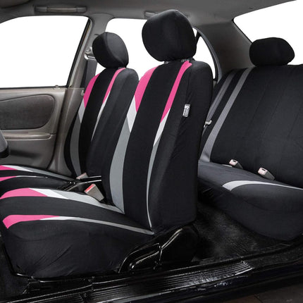 FH GROUP FH-FB033217 Fundas de asiento modernistas prémium de tres filas, rosa/negro, aptas para la mayoría de coches, camiones, SUV o furgonetas