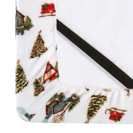 Elegant Comfort Luxuriously Soft 4-Piece Holiday Velvet Plush Flannel Sheet Set - Premium Quality - Cozy Warm, Christmas Fuzzy Velvet Flannel Fleece Deep Pocket Sheet Set - Twin XL, Bungalow