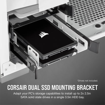 Corsair Dual SSD Mounting Bracket (3.5” Internal Drive Bay to 2.5", Easy Installation) White