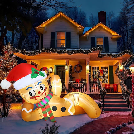OurWarm 10FT Christmas Inflatable Gingerbread Man Outdoor Decoration with LED Lights, Blow Up Holiday Decor for Garden Lawn Yard
