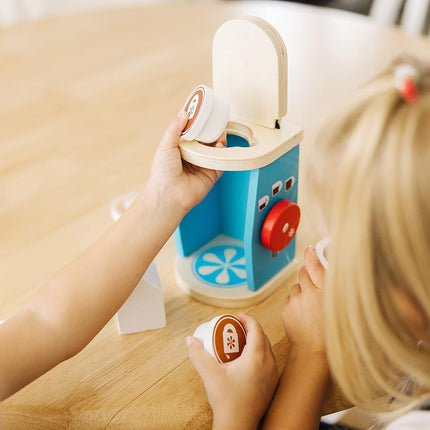Melissa & Doug 11-Piece Brew and Serve Wooden Coffee Maker Set - Play Kitchen Accessories, Pretend Play Kitchen Accessories Kids Coffee Maker Play Set For Girls And Boys
