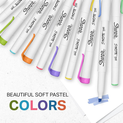 Sharpie S-Note Duo Dual-Ended Creative Markers, Part Highlighter, Part Art Marker, Assorted Colours, Fine and Chisel Tips, Includes Stand-up Easel, 16 Count
