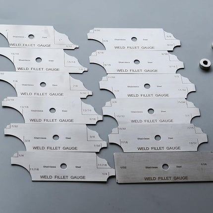 RIVERWELD 12 Piece Fillet Weld Set 1/32" increments to 1/2", 1/16" increments to 1" Welding Inspection Test Ulnar RL Gauge