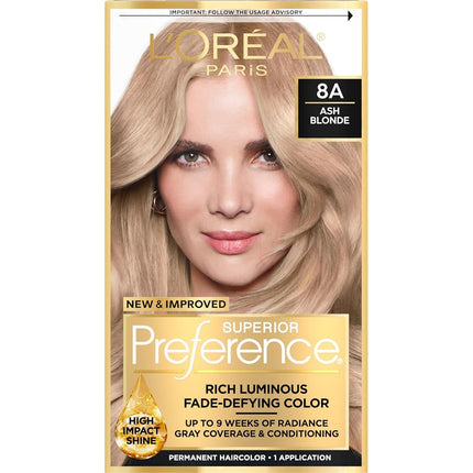 L'Oréal Paris Superior Preference Permanent Hair Color, 8A Ash Blonde