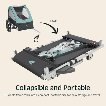 Remolque de Bicicleta Retrospec Rover para Niños - Remolque Plegable/Colapsable de un O Dos Asientos para Niños, con Ruedas de 16", Reflectores de Seguridad y Compartimento de Almacenamiento Trasero - Azul Ridge