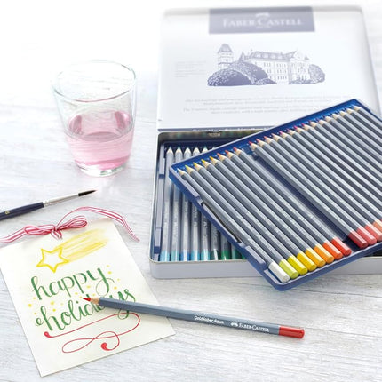 Faber-Castell Creative Studio Goldfaber Aqua Watercolour Pencil, Multicoloured Tin of 48 Pencils, Art, Craft, Drawing, Sketching, Home, School, University, Colouring