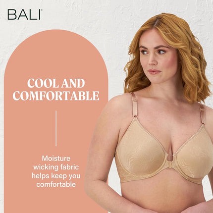 Bali Women's Comfort Revolution Front-Close Shaping Underwire Bra Df3p66 - Beige - 40DD