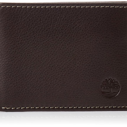 Timberland Men's Wellington RFID Leather Bifold Wallet Trifold Wallet Hybrid, Brown, One Size