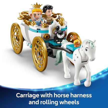 LEGO ǀ Disney Princess Cinderella’s Castle & Horse Carriage Toy - incl. Cinderella & Prince Charming Mini Dolls, plus Lucifer, Gus and a Horse Animal Figure - Gift for 6+ Year Old Girls - 43275