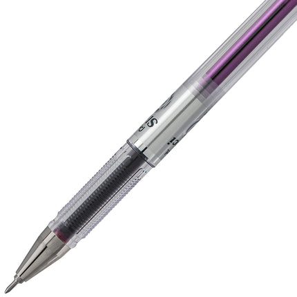 Stylo Gel Pentel Arts Slicci 0,25 mm, Pointe Extra Fine, Encre Violette, Boîte de 12 (BG202-V)