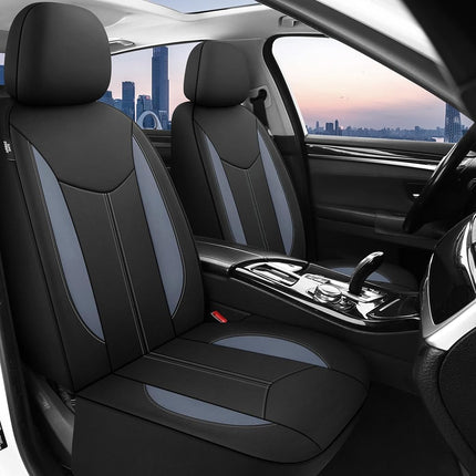 CAROMOP Waterproof Car Seat Cover, Full Seats, Neoprene, Split Seat Covers for Cars, Universal Fit for Most Car Interior Covers, Sedan, Truck, SUV (Black/Grey)