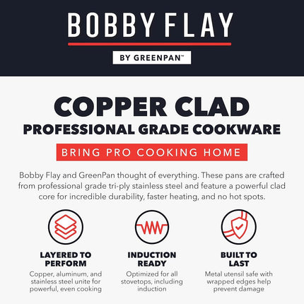 GreenPan x Bobby Flay 2QT Copper Chef's Pan with Lid, Tri-Ply, Induction Ready