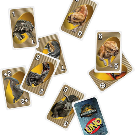 Mattel Games UNO Jurassic World Rebirth Card Game in a Collectible Tin for Kids, Adults & Family with Special Rule & Images Inspired by The Movie