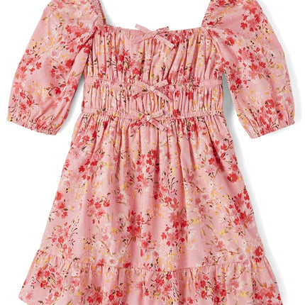 Gymboree Baby Girls' and Toddler Short Sleeve Casual Printed Dresses, Sachet Pink, 12-18 Months