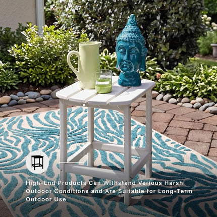 Ashley Furniture Signature Design - Table d'appoint d'extérieur Sundown Treasure - Plastique rigide - Plateau à lattes - Blanc