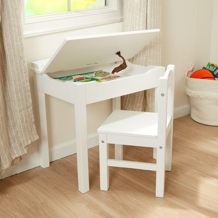 Bureau et chaise en bois à dessus relevable Melissa & Doug - Blanc