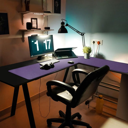 Mydours L-Shape Desk Pad, Reversible Gaming Corner Computer Desk Pad Gaming Mouse Pad for Home and Office (Purple)