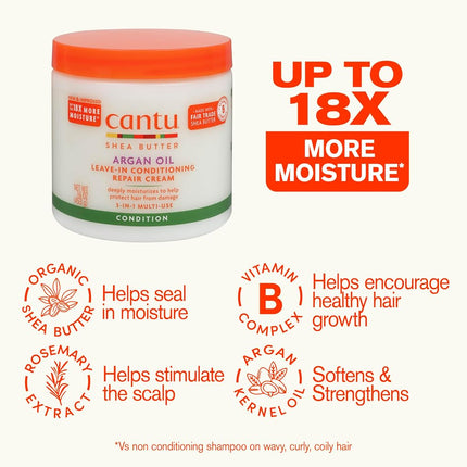 Cantu Leave-In Conditioning Repair Cream with Argan Oil, 16 oz