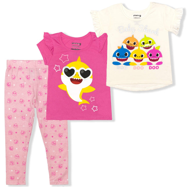 Nickelodeon Girl's 3-Piece Baby Shark Tees and Leg