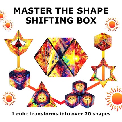 SHASHIBO Shape Shifting Box - Award-Winning, Patented Fidget Cube w/ 36 Rare Earth Magnets - Transforms Into Over 100 Shapes, Download Fun in Motion Toys Mobile App (Holographic - Solar)