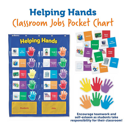 Learning Resources Helping Hands Pocket Chart, 30 Card, Classroom Organization, Teacher Accessories,Teacher Supplies for Classroom,Back to School Supplies