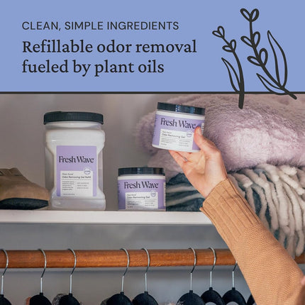 Fresh Wave Gel Eliminador de Olores Lavanda, 425 g | Paquete de 2 | Absorbedores de Olor Más Seguros para el Hogar | Eliminador de Olores Natural a Base de Plantas | Cada 425 g Dura 30-60 Días | para Cocinar, Basura y Mascotas