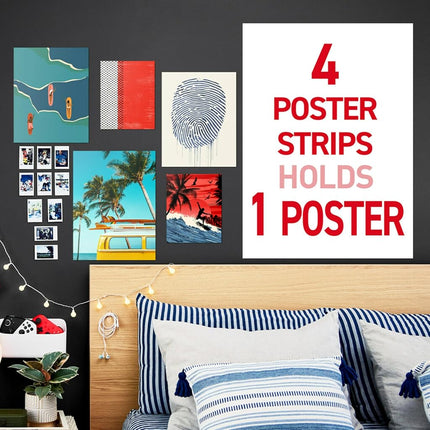 Command Poster Strips, Damage Free Hanging Poster Hangers, No Tools Wall Hanging Strips for Holiday Posters and Christmas Decorations, 256 White Command Adhesive Strips