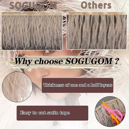 SOGUGOM Black Ostrich Feather Trim - 1.5Ply 2Yards 4 Inch Feathers Fringe Ribbons Trim for Sewing, Dress, Craft Projects, Halloween Costumes, Holiday Dance Parties(Black)