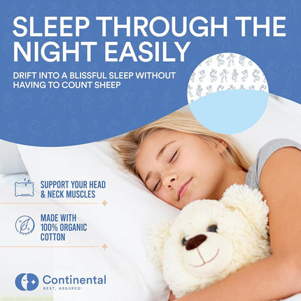 Continental Bedding Pillow Cover Protector, 100% Cotton, Zippered, Fits Child Pillow, 13x18 Inch, White Damask