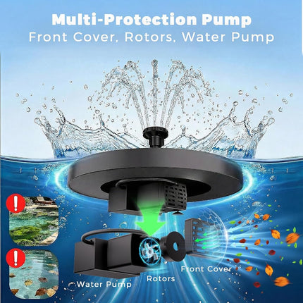 AISITIN 2.5W Solar Bird Bath Fountain Pump, Solar Fountain Pump for Bird Bath with 6 Nozzles, 6.7" Solar Powered Water Fountain Pump for Garden, Ponds, Pool, Fish Tank, Aquarium and Outdoor