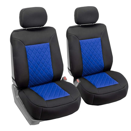 FH Group Front Set Neosupreme Car Seat Cover for Low Back Seats with Removable Headrest, Universal Fit, Airbag Compatible, Seat Cover for SUV, Blue/Black
