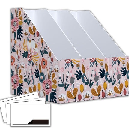 ANSSDO 6 Pack Cardboard Magazine Holder Premium Magazine File Holder Organizer, Magazine File Organizer, Large Volume Magazine Storage Box as Book Bins or Folder Holder for Desk - Pink Floral 6 Pack