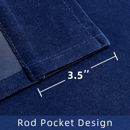 Joydeco Blue Velvet Curtains 108 inch Length 2 Panels Burg Set, Luxury Rod Pocket Thermal Insulated Window Blackout Curtain, Room Darkening Drapes for Living Dining Room Bedroom Privacy
