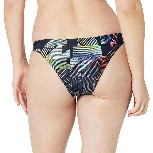Arena Women's Rulebreaker Free Brief Bikini Bottoms Athletic Sport Swimsuit, Geometric Multi, Medium