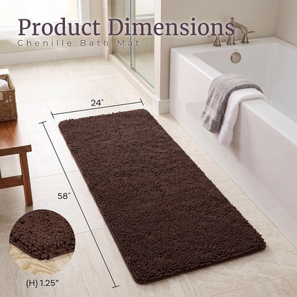 Bedford Home Memory Foam Shag Bath Mat 2-Feet by 5-Feet, Chocolate