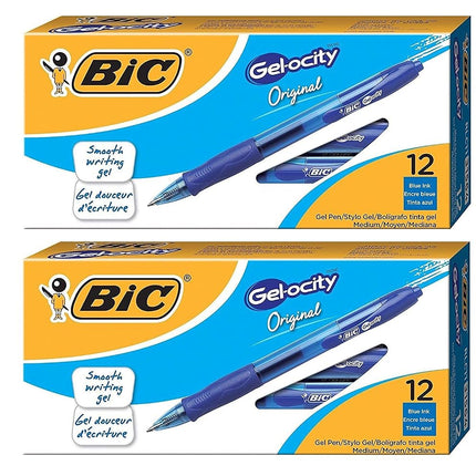BIC Gel-ocity Retractable Gel Pen, Medium Point (0.7 mm), Blue, 24-Count
