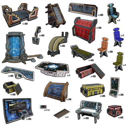 Battle Systems Sci-Fi Terrain - 28mm Modular 3D Space Terrain - Perfect for Wargaming and Roleplaying Tabletop Games - Full Colour Printed 3D Multi Level Building Models (Galactic Core Set)