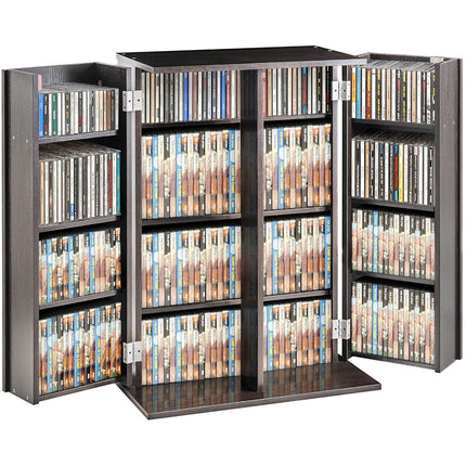 VEVOR Media Storage Cabinet, DVD Cabinet with Doors and Shelves, CD Storage Holds up to 576 CDs, Adjustable DVD Shelf, Protects & Organizes Music, Movie, Video Games or Collections-Espresso